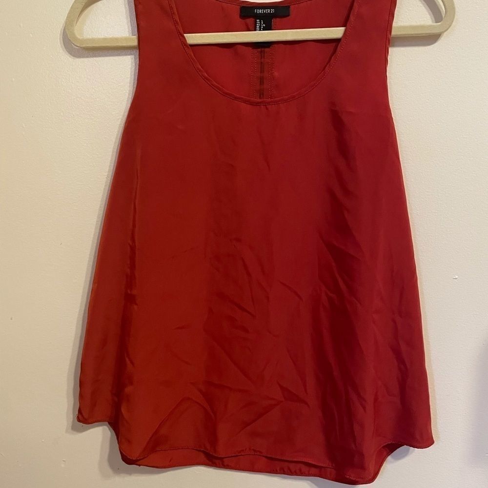 Forever 21 Satin Sleeveless Tank with Zipper Back (L)